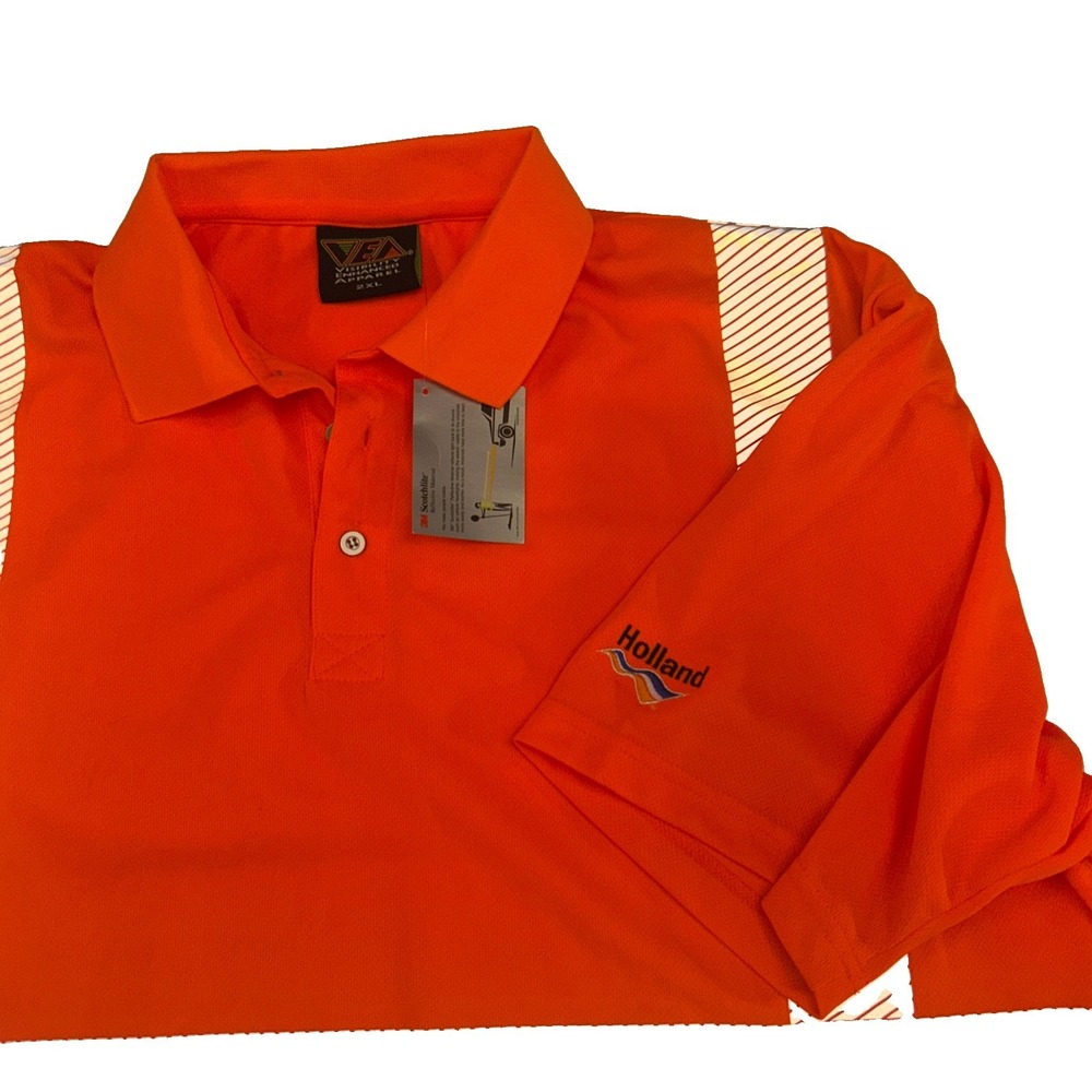 VEA Hi Vis Safety Polo Shirt Mens 2XL Orange Reflective NWT Holland Class 2 - Picture 2 of 9
